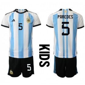 Argentina Leandro Paredes #5 Hemmakläder Barn VM 2022 Kortärmad (+ Korta byxor)